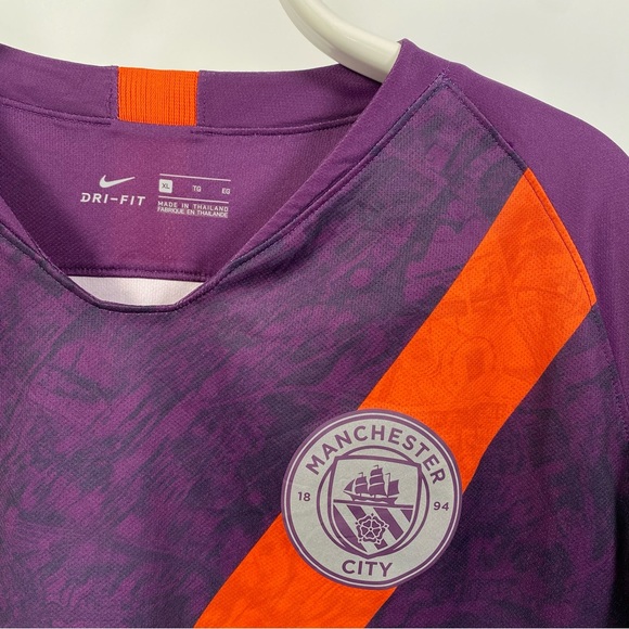Nike Manchester City Football Shirt 2018/2019 3rd Kit Purple Mens XL - Picture 6 of 11